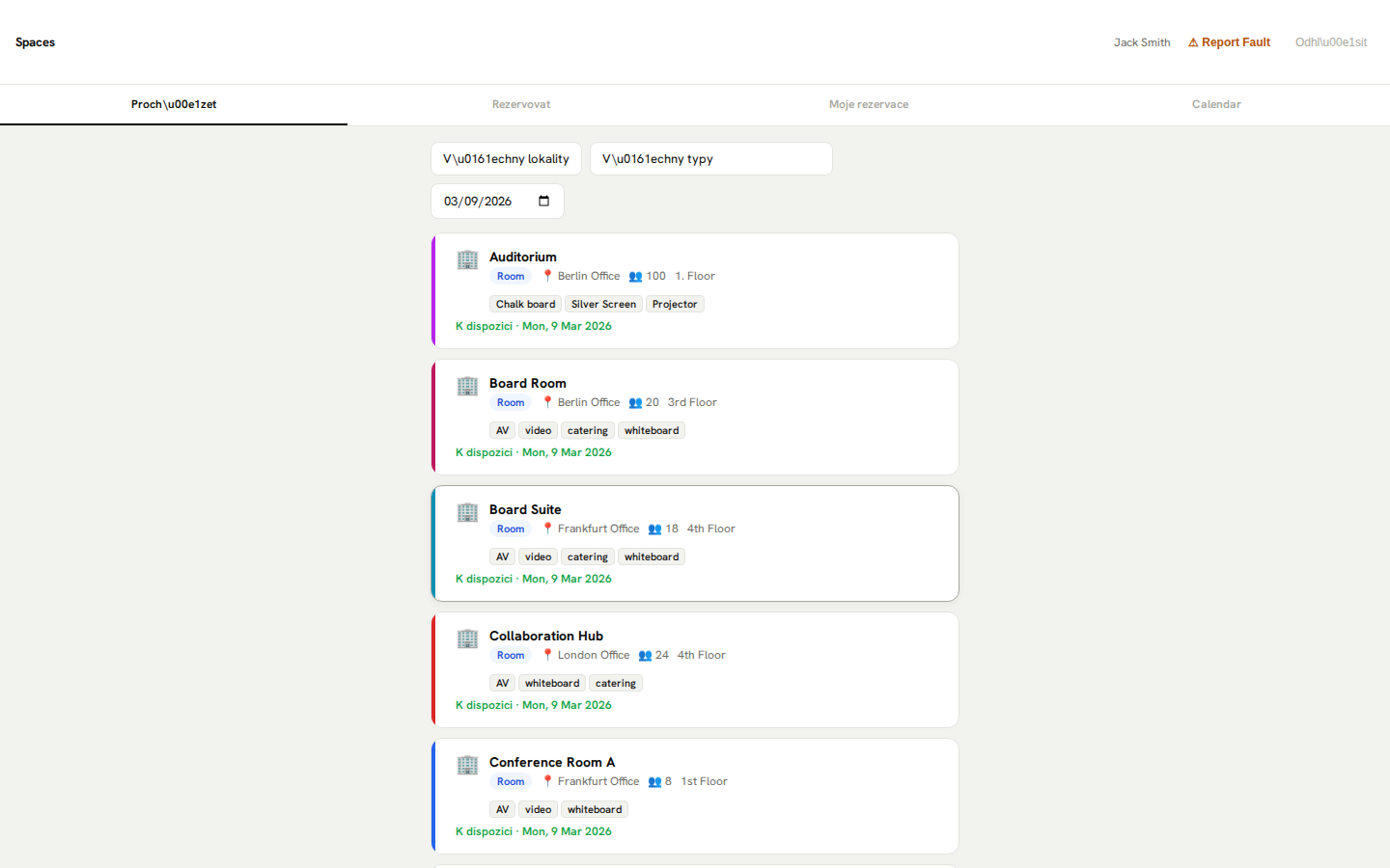 Rezervace místa – procházejte a rezervujte zdroje