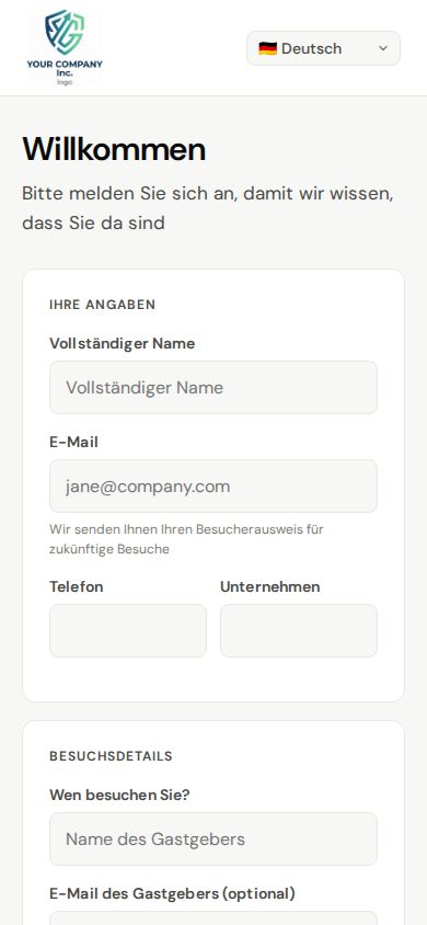 Besucher-Selbstregistrierung auf dem Handy