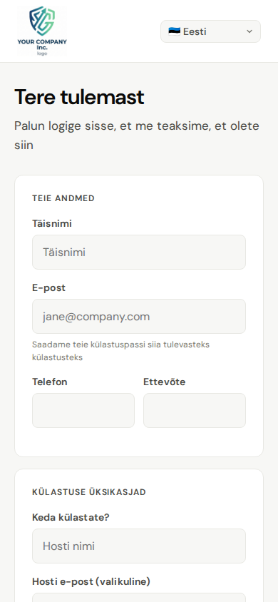 Külastaja ise registreerimine mobiilis