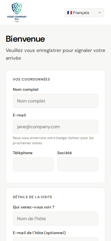 Auto-inscription des visiteurs sur mobile