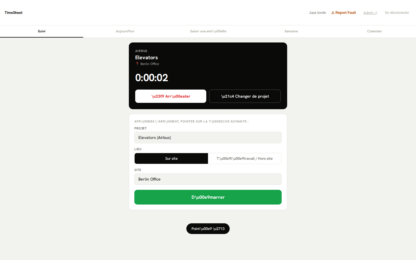 Feuille de temps – pointage d'arrivée et de départ des employés