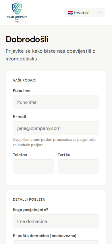 Samoregistracija posjetitelja na mobitelu
