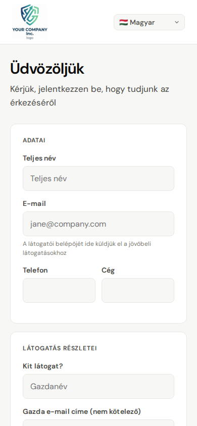 Látogató önregisztráció mobilon