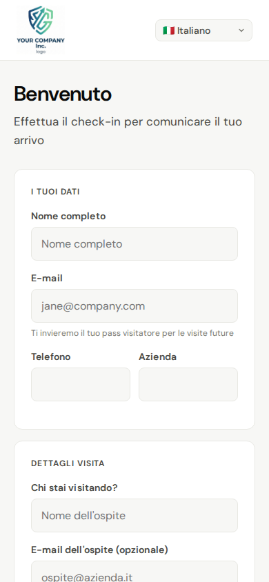 Autoregistrazione del visitatore da mobile