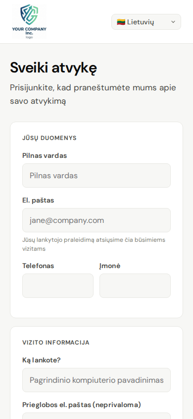 Lankytojo savarankiška registracija mobiliajame telefone