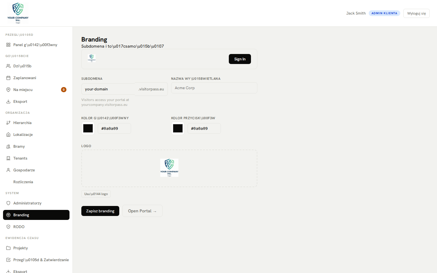 Ustawienia brandingu — niestandardowe logo i konfiguracja kolorów