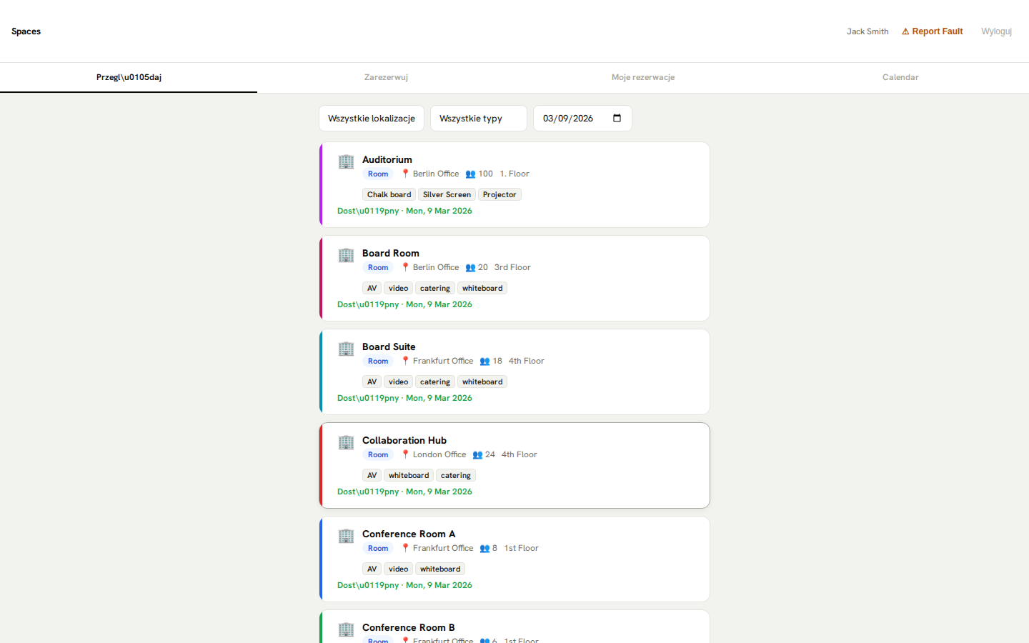 Rezerwacje przestrzeni — przeglądaj i rezerwuj zasoby