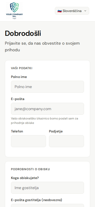 Samoregistracija obiskovalcev na mobilniku