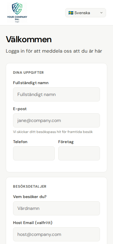 Självregistrering av besökare på mobil
